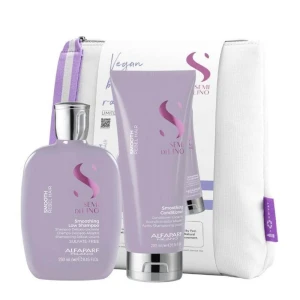 alfaparf smoothing hair shampoo and conditioner duo set free pouch anti frizz